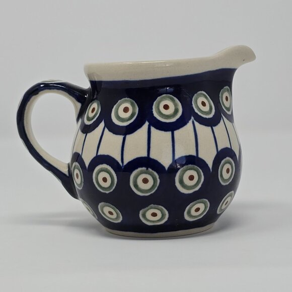 Polish Boleslawiec Mini Creamer Pitcher Hand Made Peacock Eye Pattern Stoneware - Picture 5 of 12